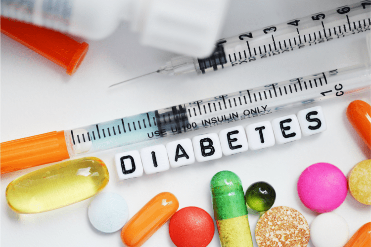 Diabetes words and medication