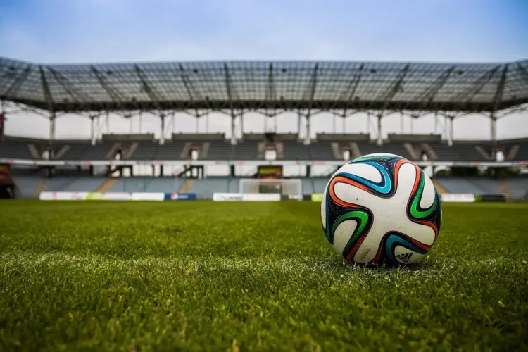 World cup football on football pitch